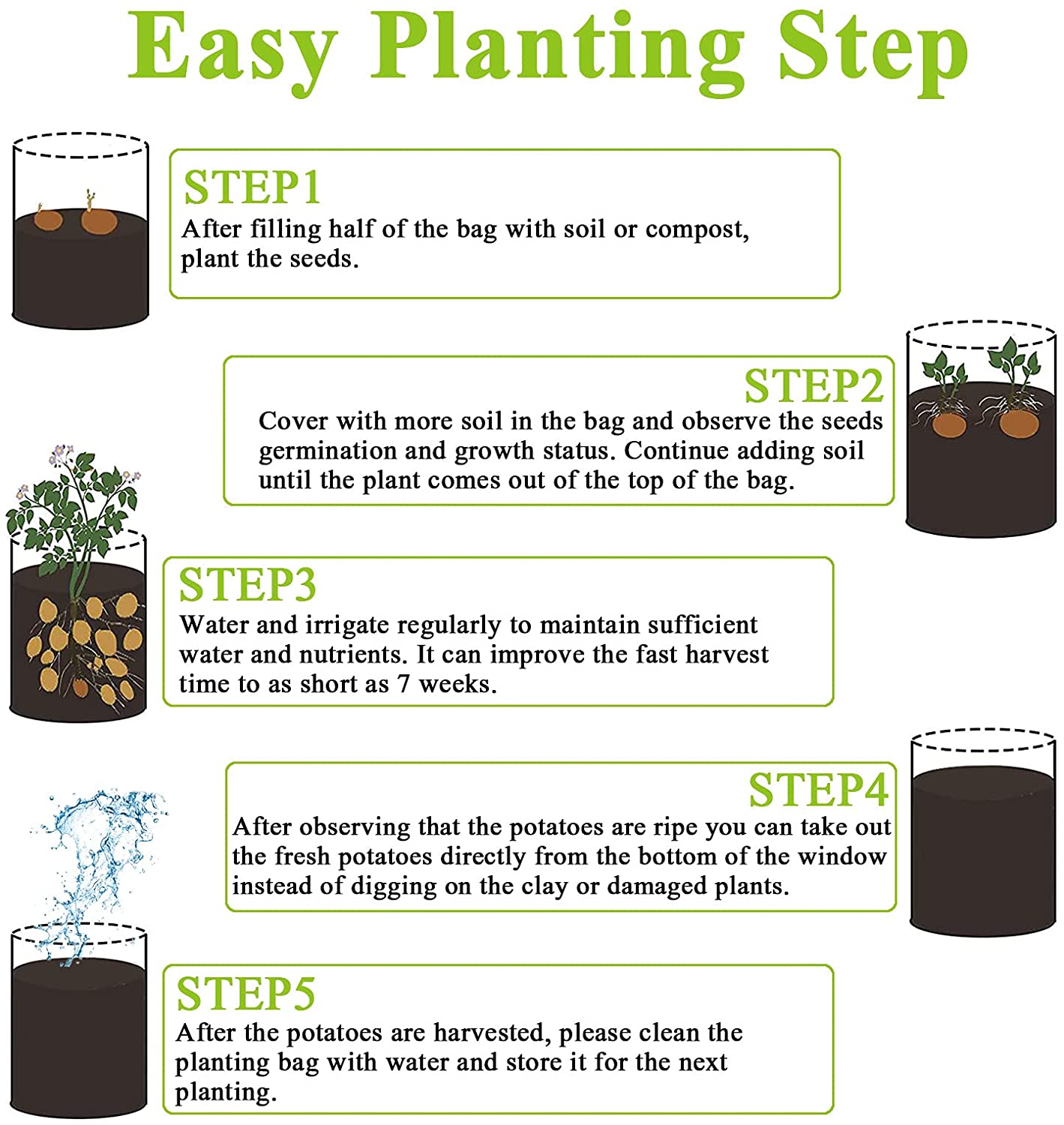 Sac à culture de patate 37 L  (choix de 3 couleurs)