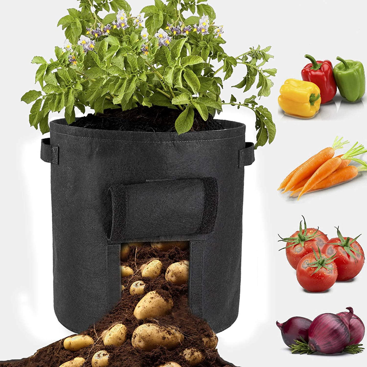 GardenTool – sac de culture de pommes de terre, sacs de culture de légumes  PE avec poignée épaissie, sac de culture de légumes oignon, Pot de jardin  en plein air